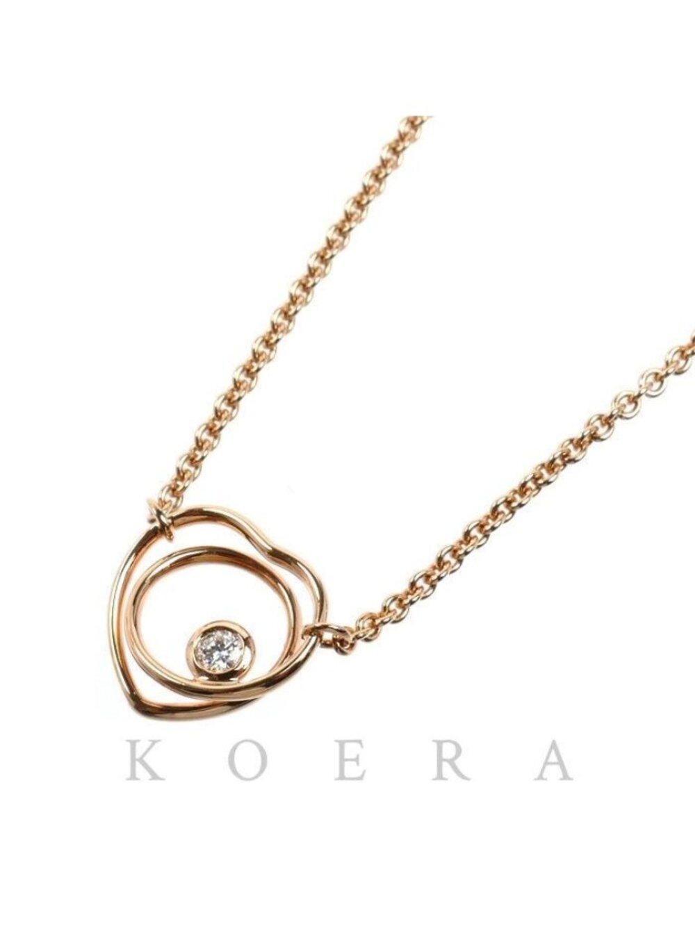 Hermes 18k Pink Gold Vertige Coeur Necklace Diamond